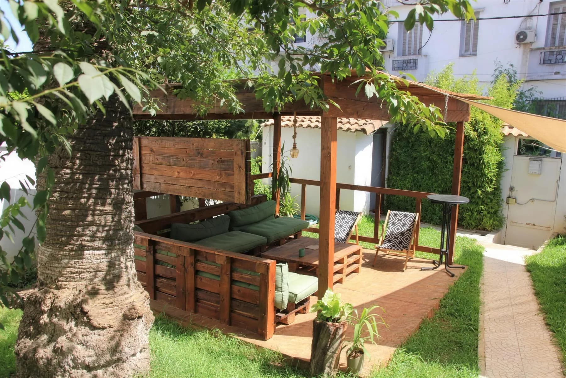 The pergola seen from the garden
